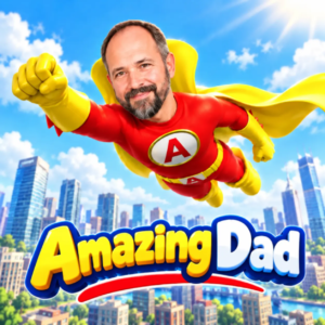 Amazing Dad personalised animated film with dad flying