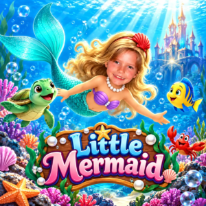 Little mermaid animated movie personalised with name and picture