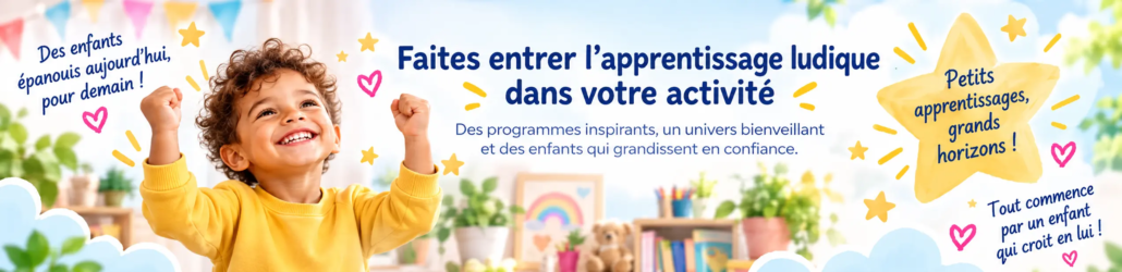 Enfant heureux illustrant les programmes e-learning ludiques de l’Académie LearnyKids