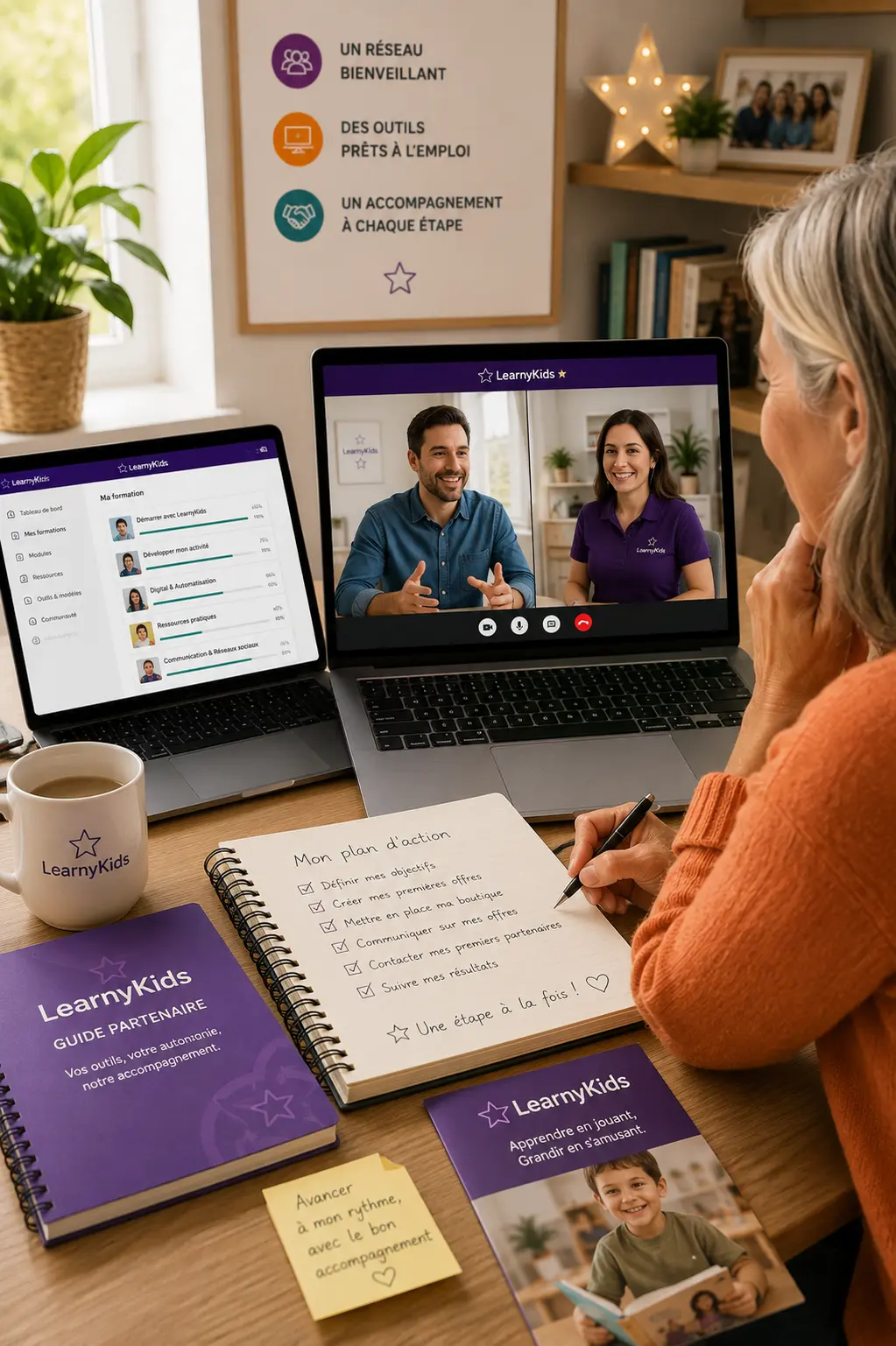Partenaire LearnyKids en visioconférence bénéficiant d’une formation et d’un accompagnement pour développer son activité