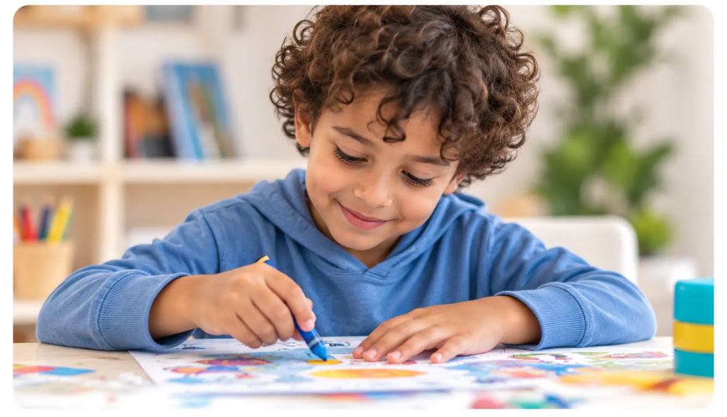 Enfant réalisant une activité éducative LearnyKids