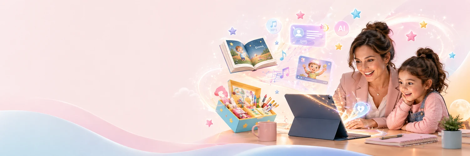 banniere-replay-webinaire-ia-learnykids Bannière LearnyKids montrant une entrepreneure et une enfant découvrant des créations personnalisées grâce à l’intelligence artificielle
