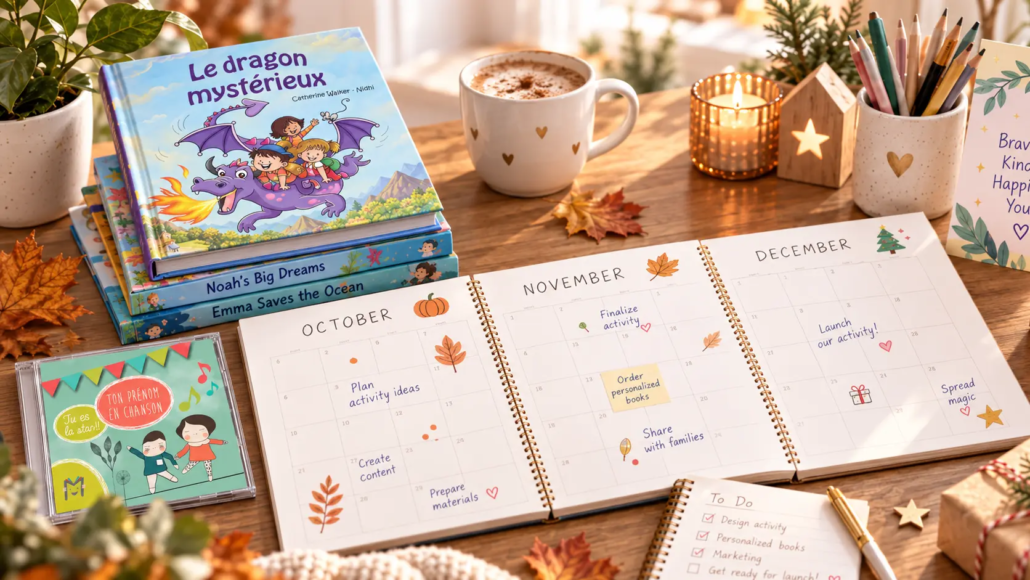creer-son-activite-avant-noel-learnykids Calendrier d’octobre à décembre avec livre personnalisé LearnyKids et CD Ma Musique à Moi dans une ambiance chaleureuse d’automne et de préparation de Noël