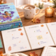 Calendrier d’octobre à décembre avec livre personnalisé LearnyKids et CD Ma Musique à Moi dans une ambiance chaleureuse d’automne et de préparation de Noël