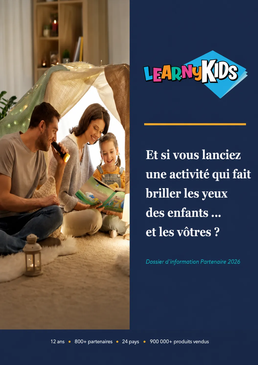 Dossier d’information LearnyKids en format portrait pour découvrir une activité personnalisée autour de l’enfance, de la créativité et de l’apprentissage en s’amusant.