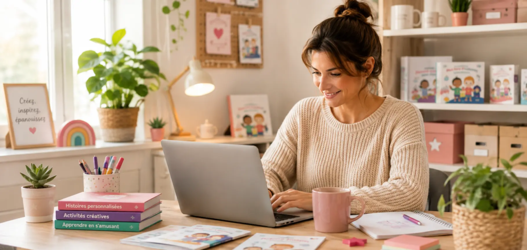 Entrepreneuse développant son activité LearnyKids sans local commercial