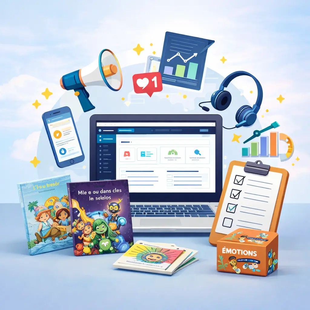 learnykids-ecosysteme-outils-activite-enfants Écosystème LearnyKids avec outils, plateforme digitale et produits pour développer une activité autour des enfants