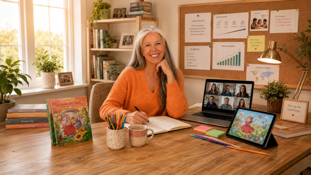 Entrepreneure LearnyKids développant une activité en licence de marque dans l’univers de l’enfant