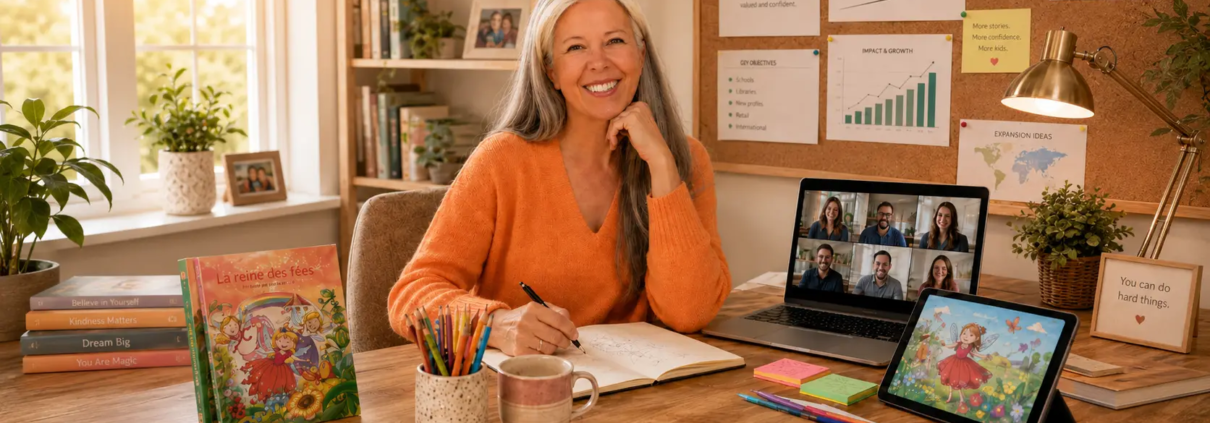 Entrepreneure LearnyKids développant une activité en licence de marque dans l’univers de l’enfant