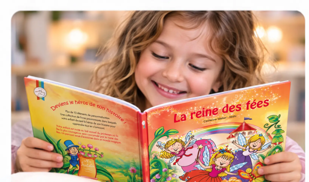 Enfant lisant un livre personnalisé LearnyKids
