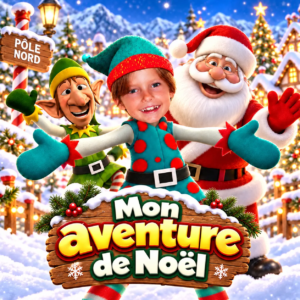 Mon Aventure de Noël – dessin animé personnalisé où l’enfant devient le héros avec le Père Noël et ses lutins