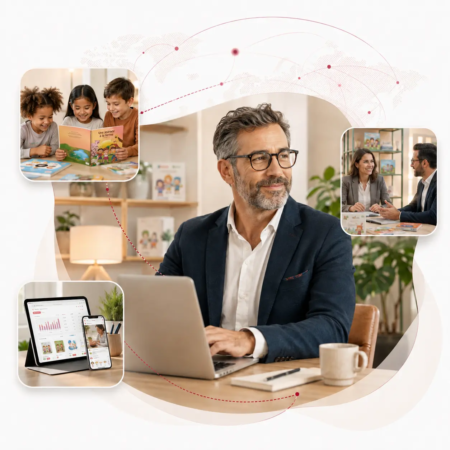 Entrepreneur développant un business moderne et digital LearnyKids dans l’univers de l’enfance