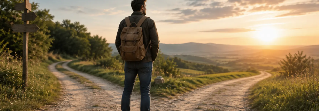 Homme face à plusieurs chemins symbolisant la peur de se lancer dans l’entrepreneuriat