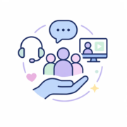 Community support icon representing guidance, masterclasses and help when needed.