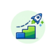 Icône LearnyKids solution évolutive avec progression et fusée